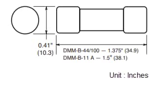 Mechanical Drawing - Bussmann / Eaton DMM-B Fast-acting Fuses